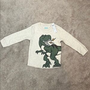Dinosaur Print Kids Shirt - Cream (3T)